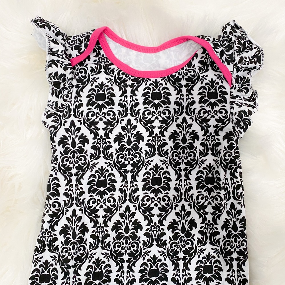 Southern Demask Ruffle Romper with Ribbon Accents - Picture 4 of 5
